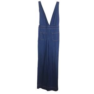 BDG Urban Outfitters Denim Jumpsuit Overall Sleeveless Pockets Wide Leg Plunge 4